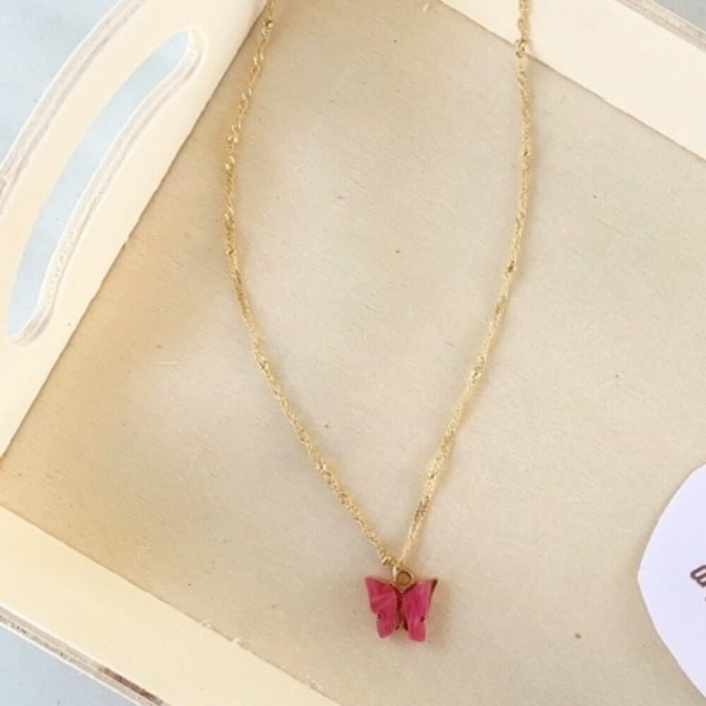 Pink Butterfly Necklace 🦋